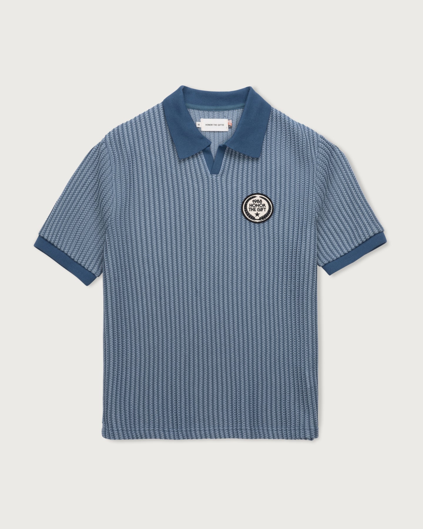 Striped Knit Polo - Indigo
