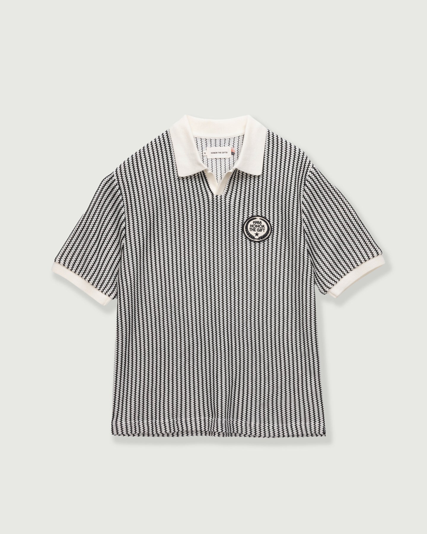Striped Knit Polo - Bone