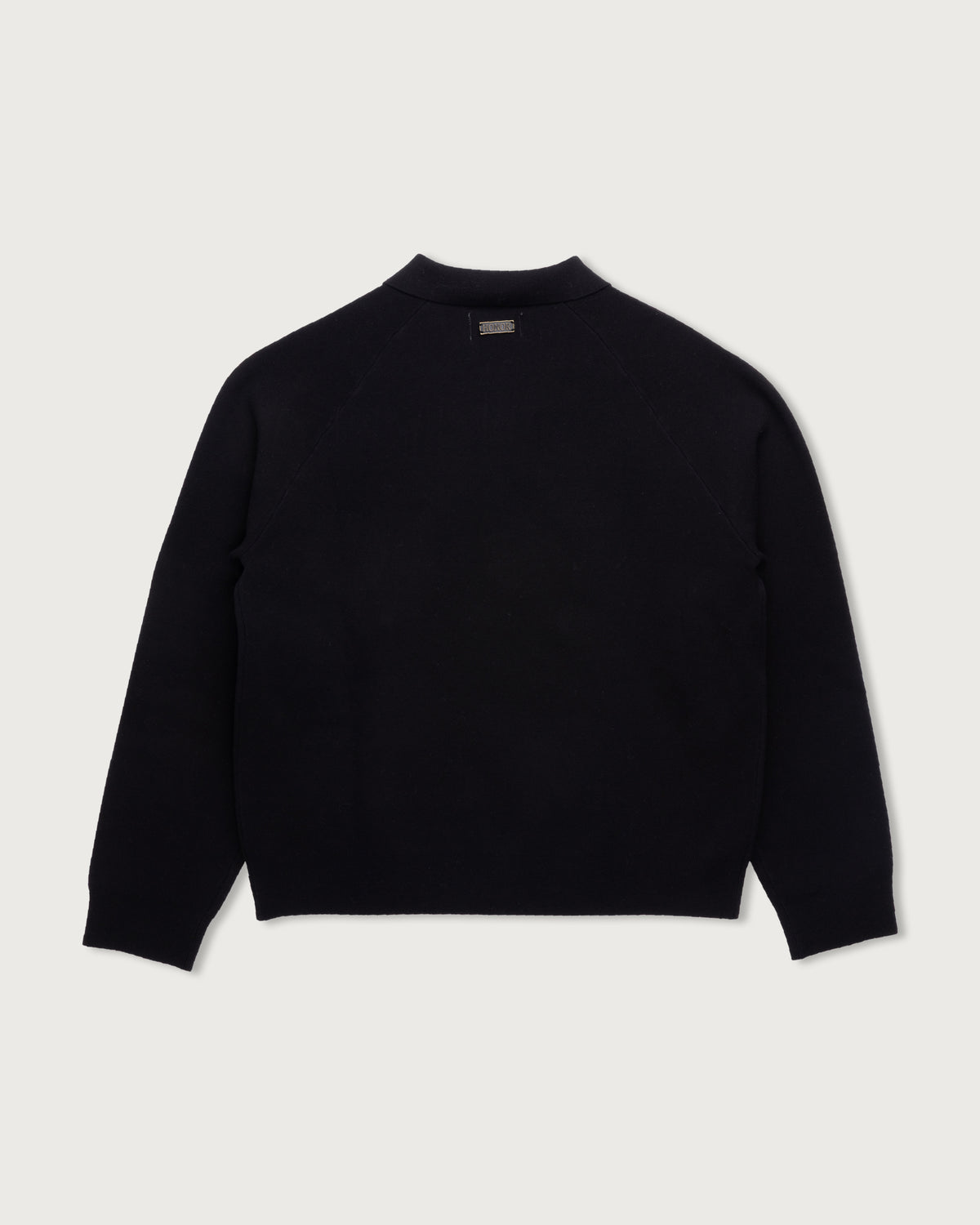 Knitted Zip L/S Polo - Black