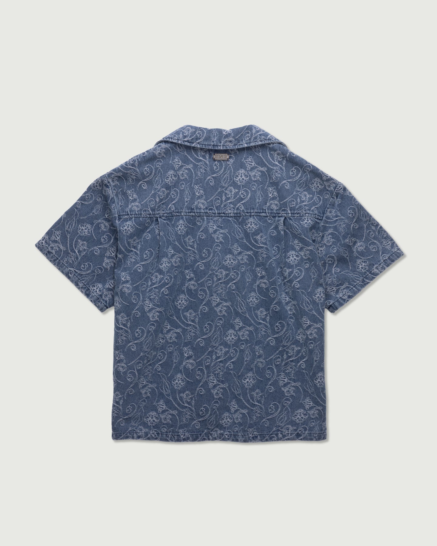 Jacquard Short Sleeve Camp Shirt - Light Indigo