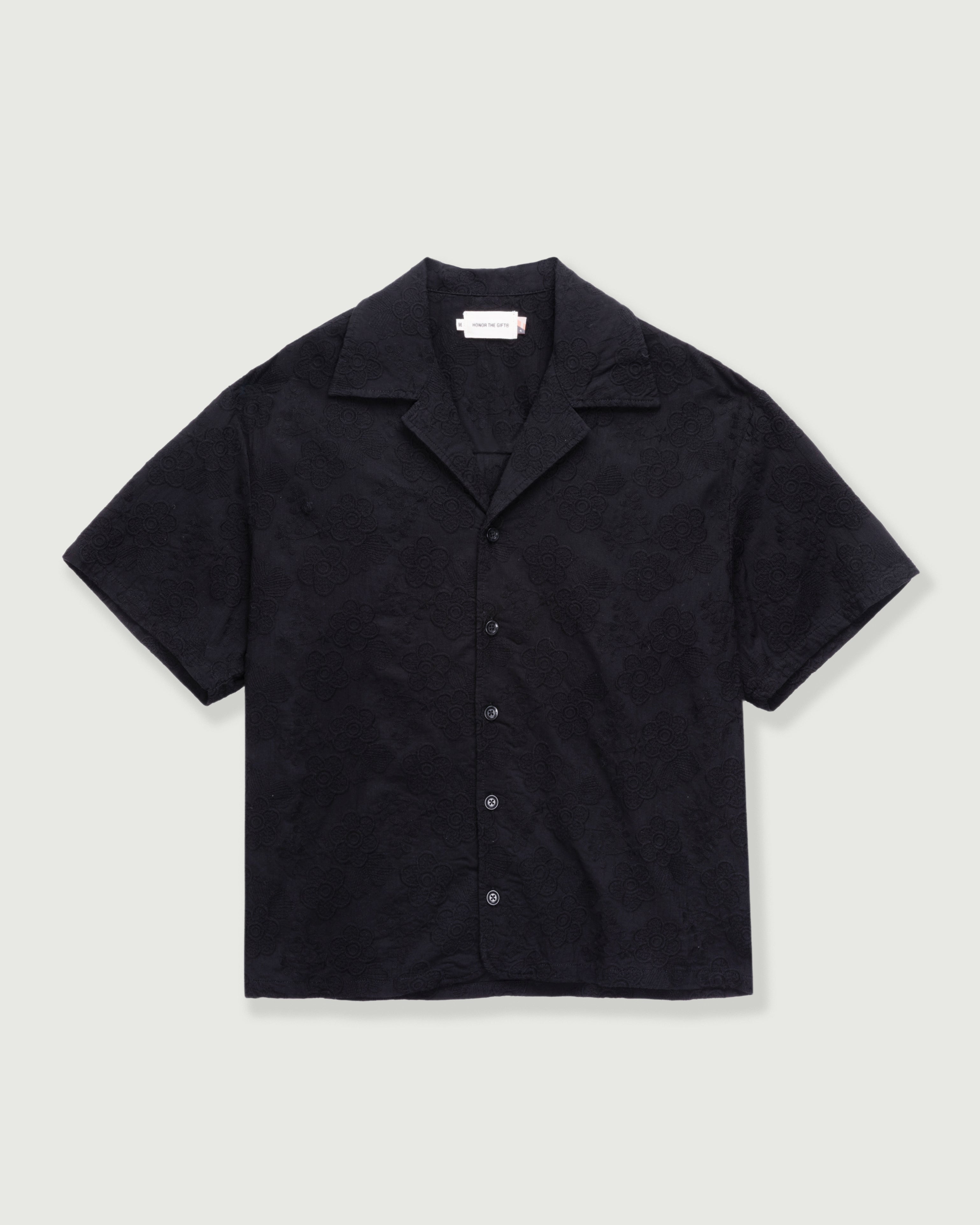 Novelty Floral Camp Shirt - Black