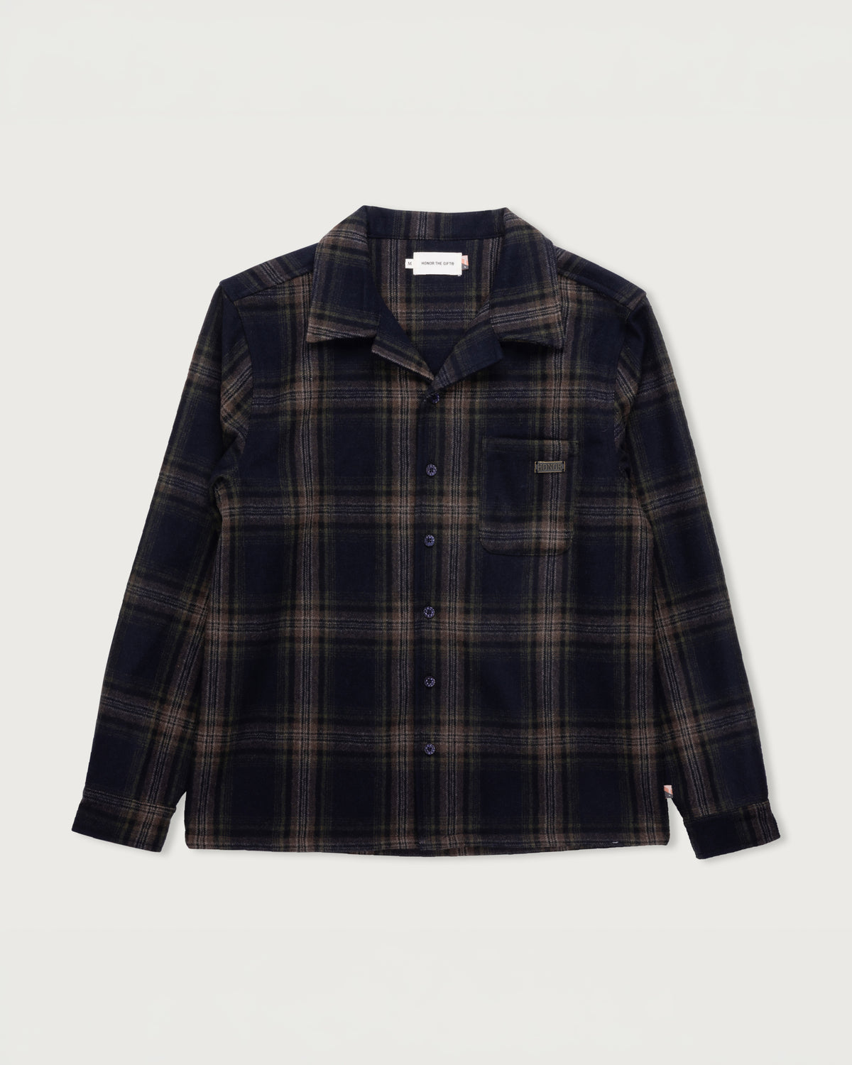 Plaid Flannel Overshirt - Navy