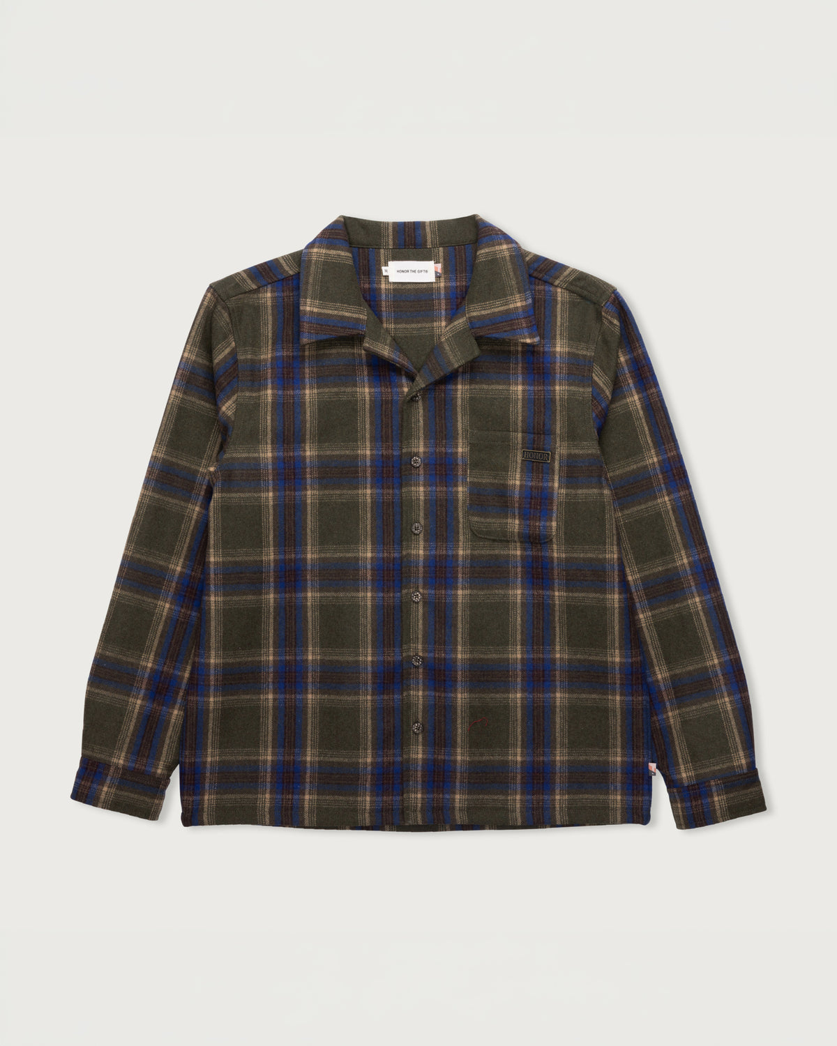 Plaid Flannel Overshirt - Olive