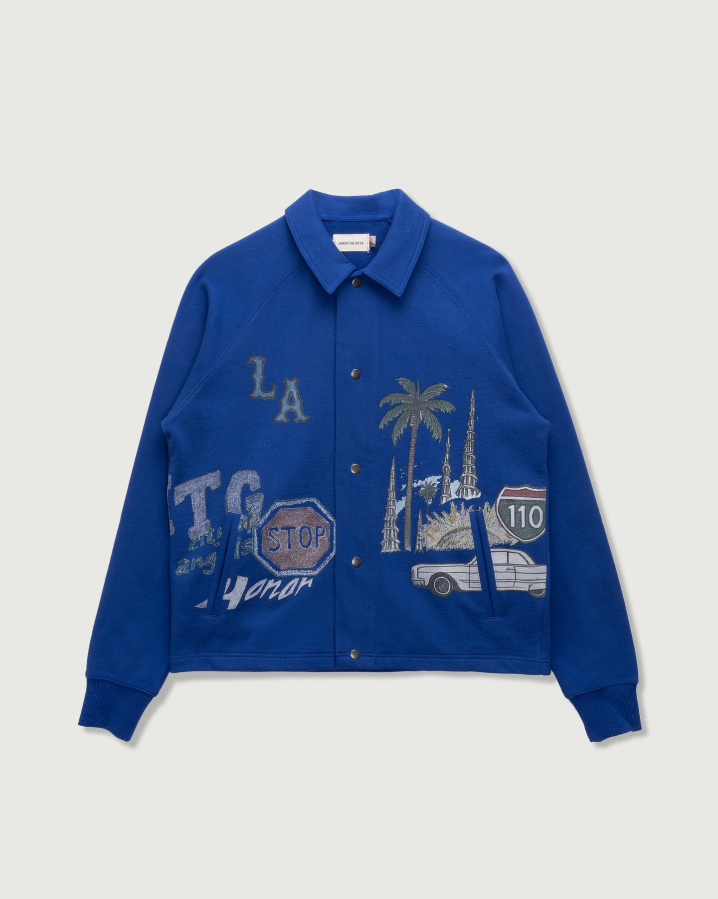 All Over LA Fleece Coaches Jacket - Midnight Blue