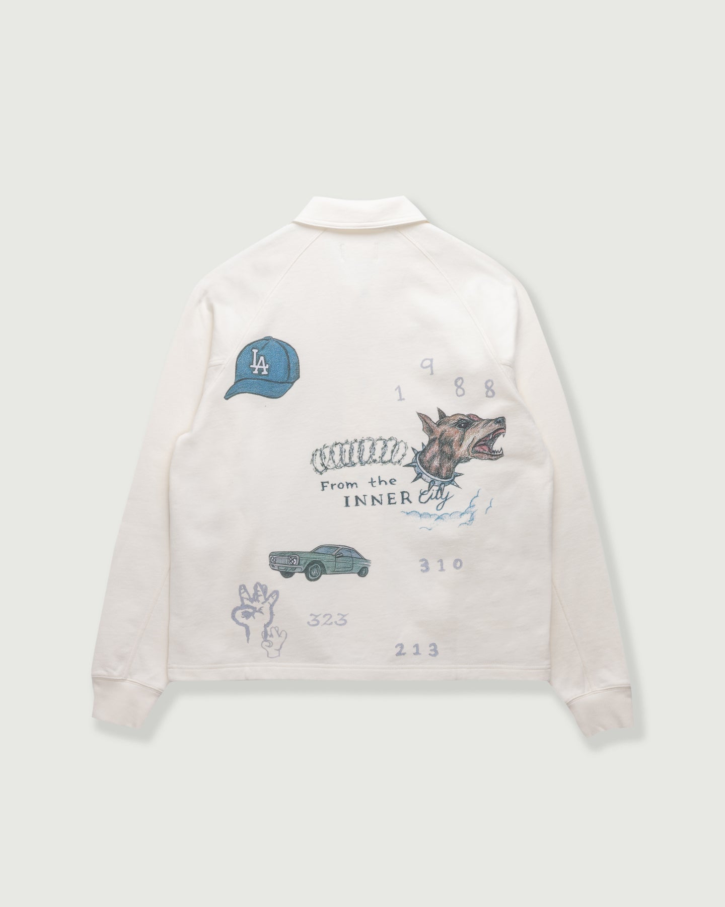 All Over LA Fleece Coaches Jacket - Bone
