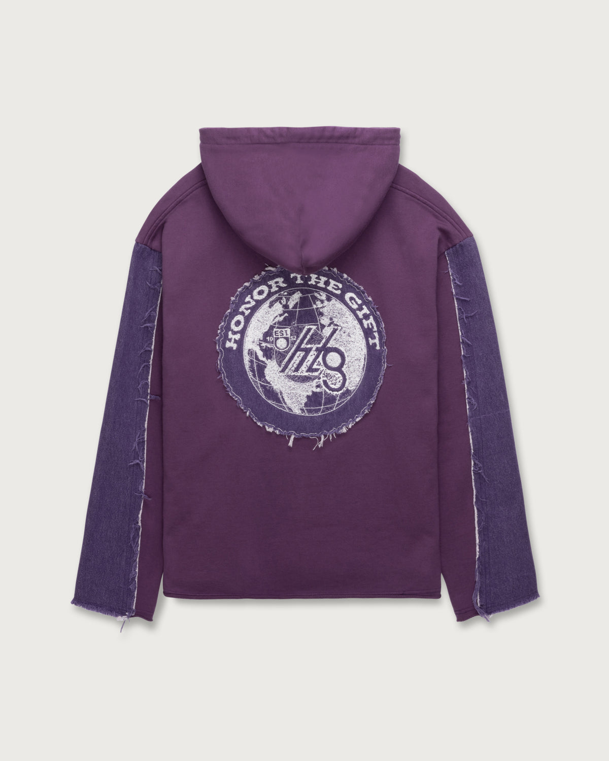 Denim Panel Hoodie - Purple