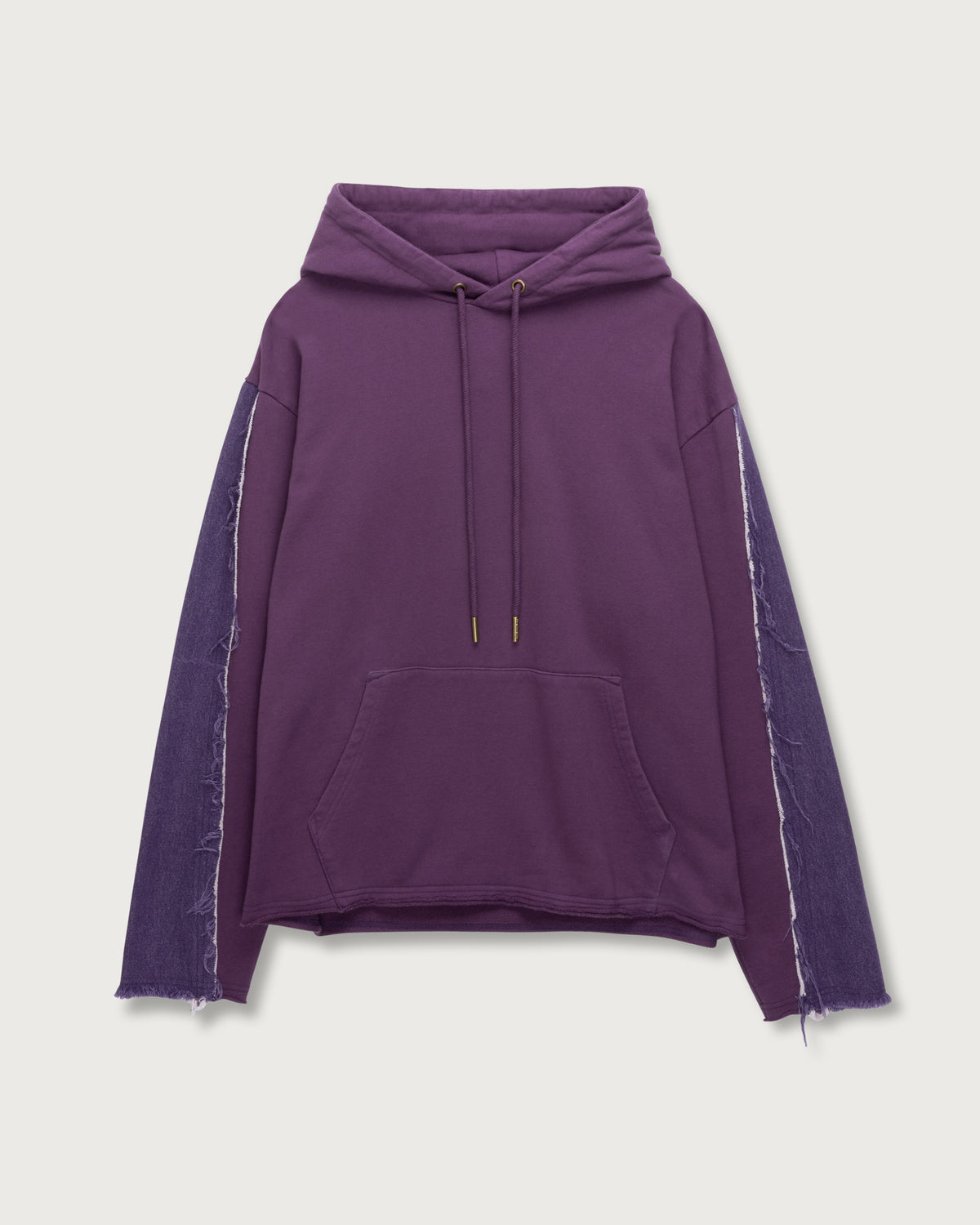 Denim Panel Hoodie - Purple