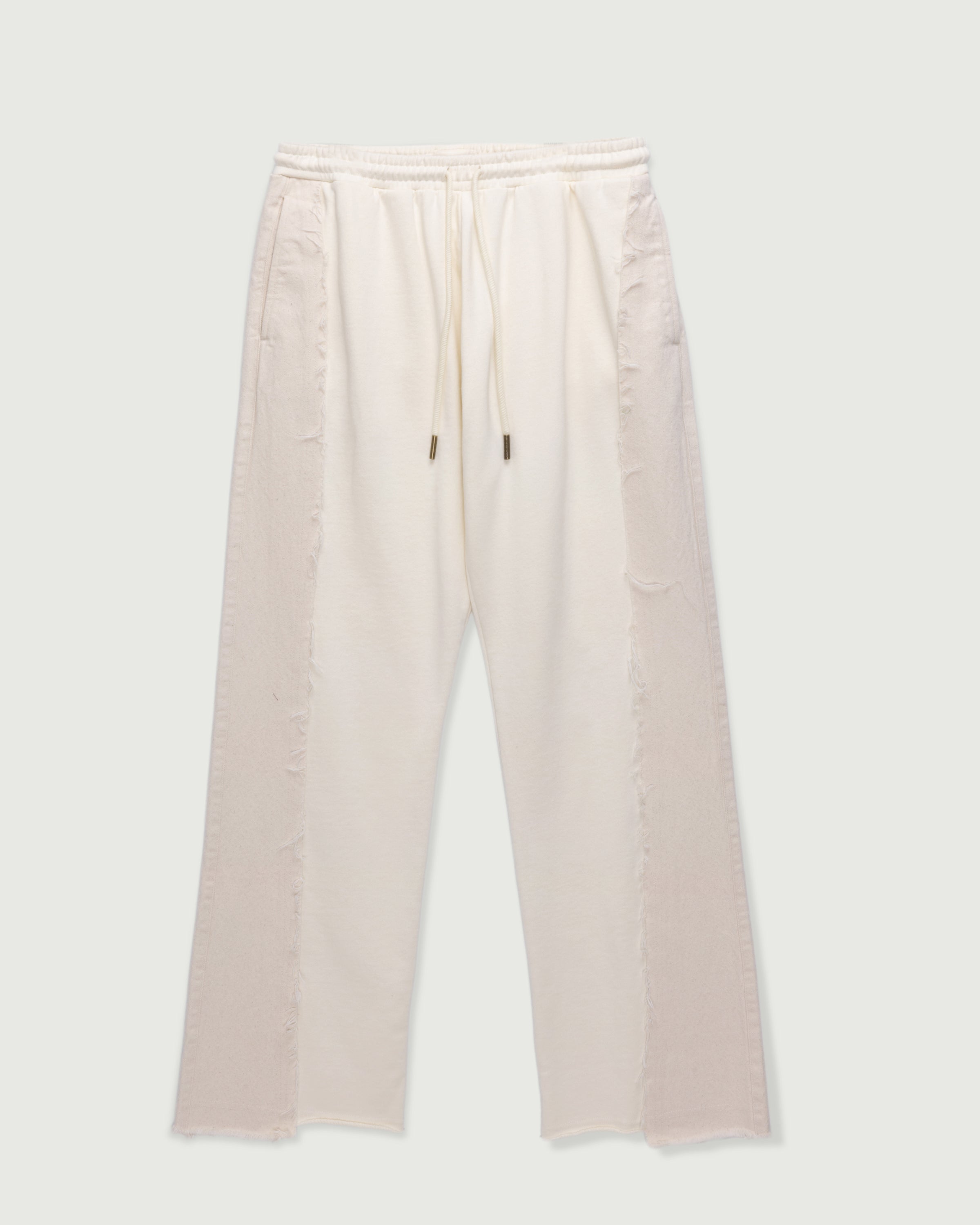 Denim Panel Flare Sweatpant - Bone