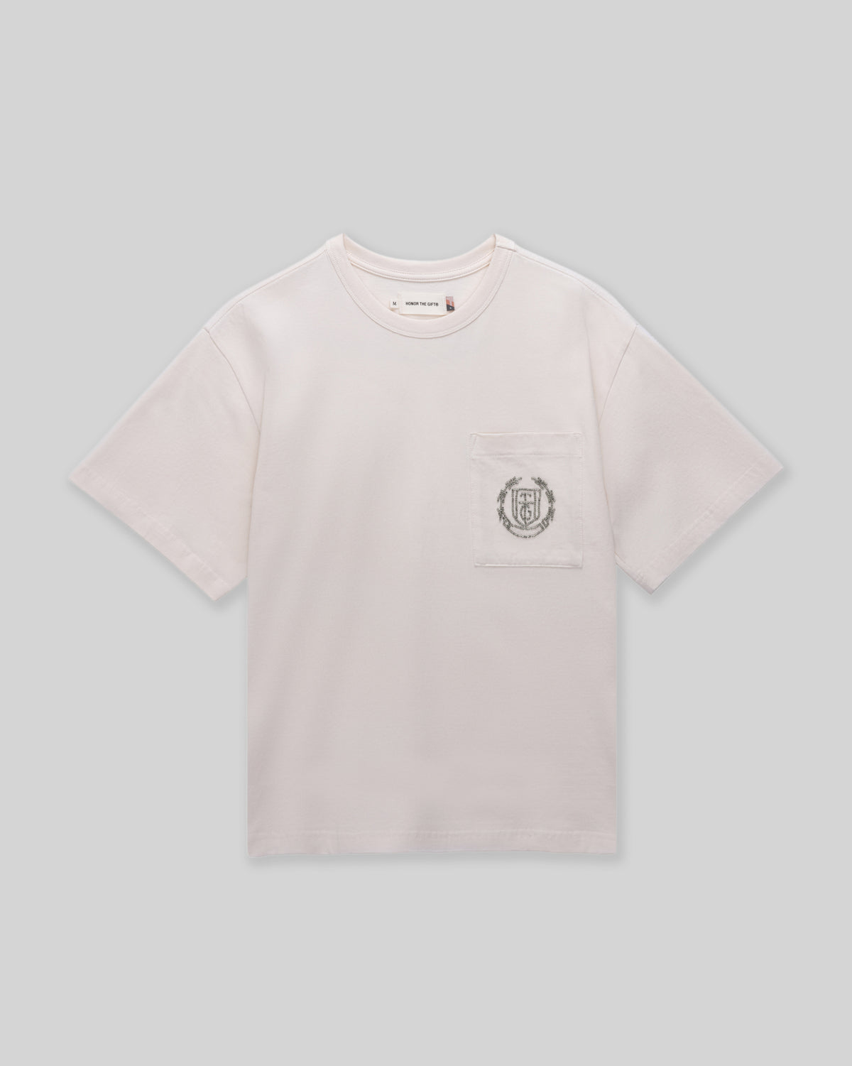 Beaded Pocket Tee - Bone