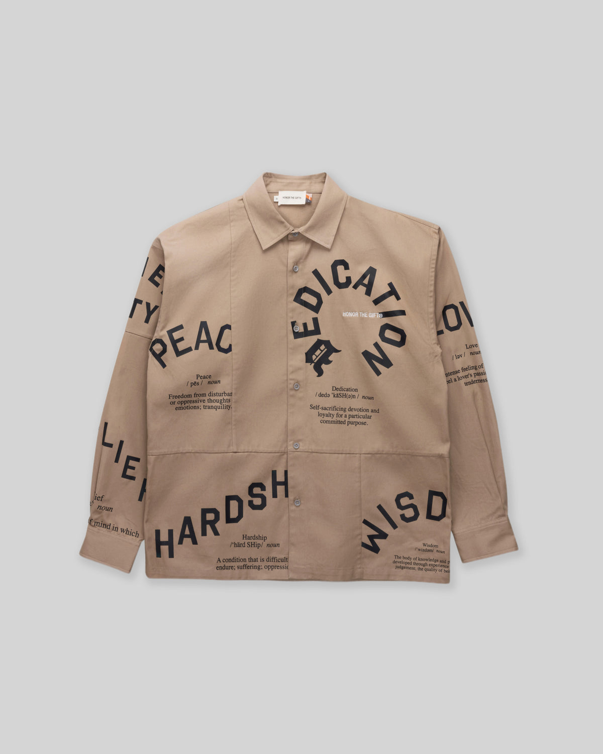 Paneled Button Up Shirt - Mocha Grey