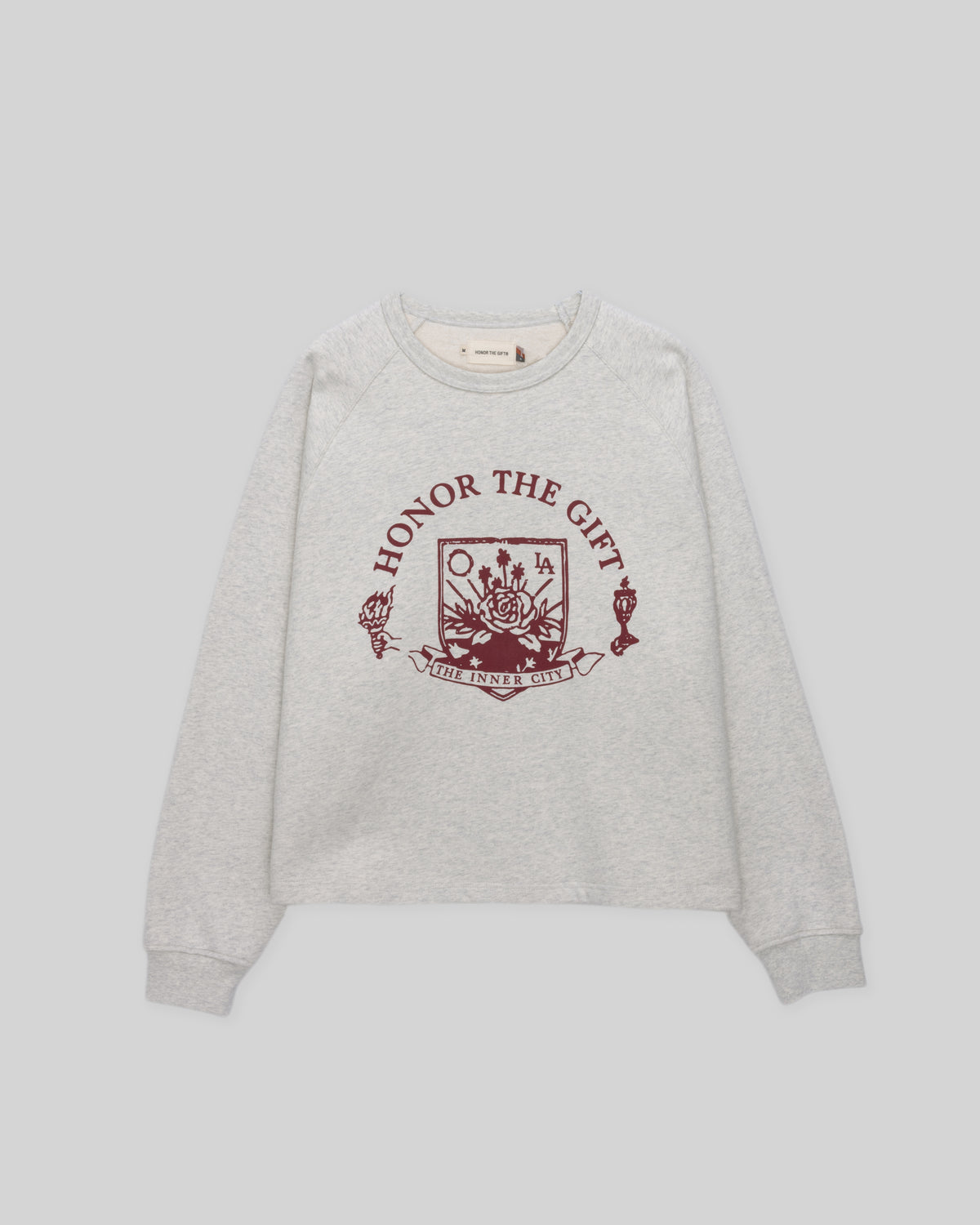Emblem Raglan Crew - Heather Grey