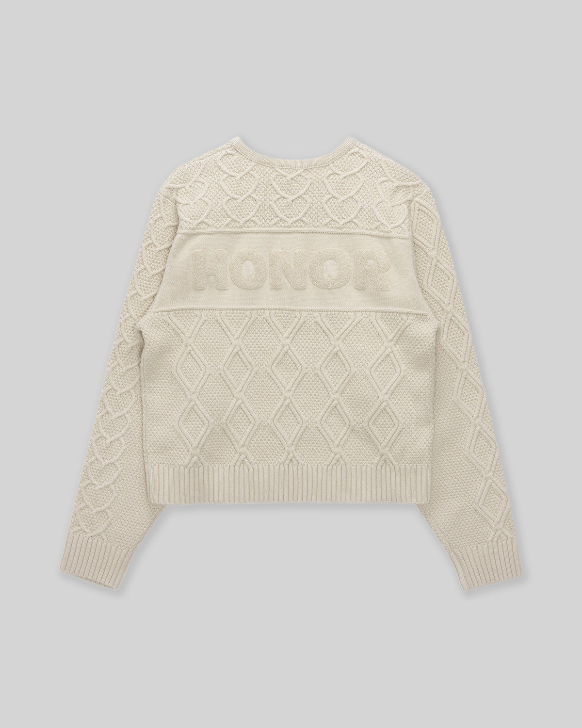 Cable Knit Crewneck Sweater - Bone