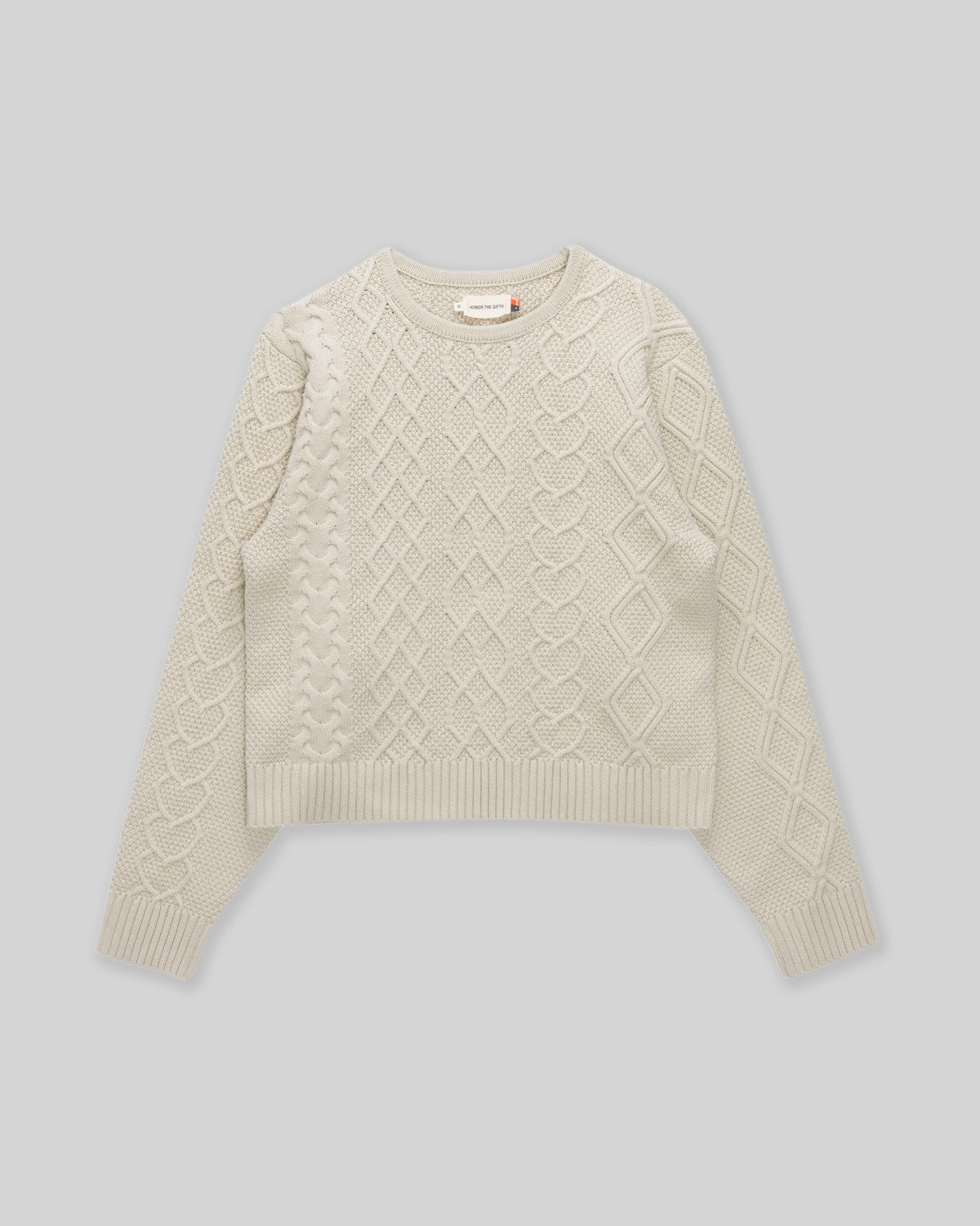 Cable Knit Crewneck Sweater - Bone