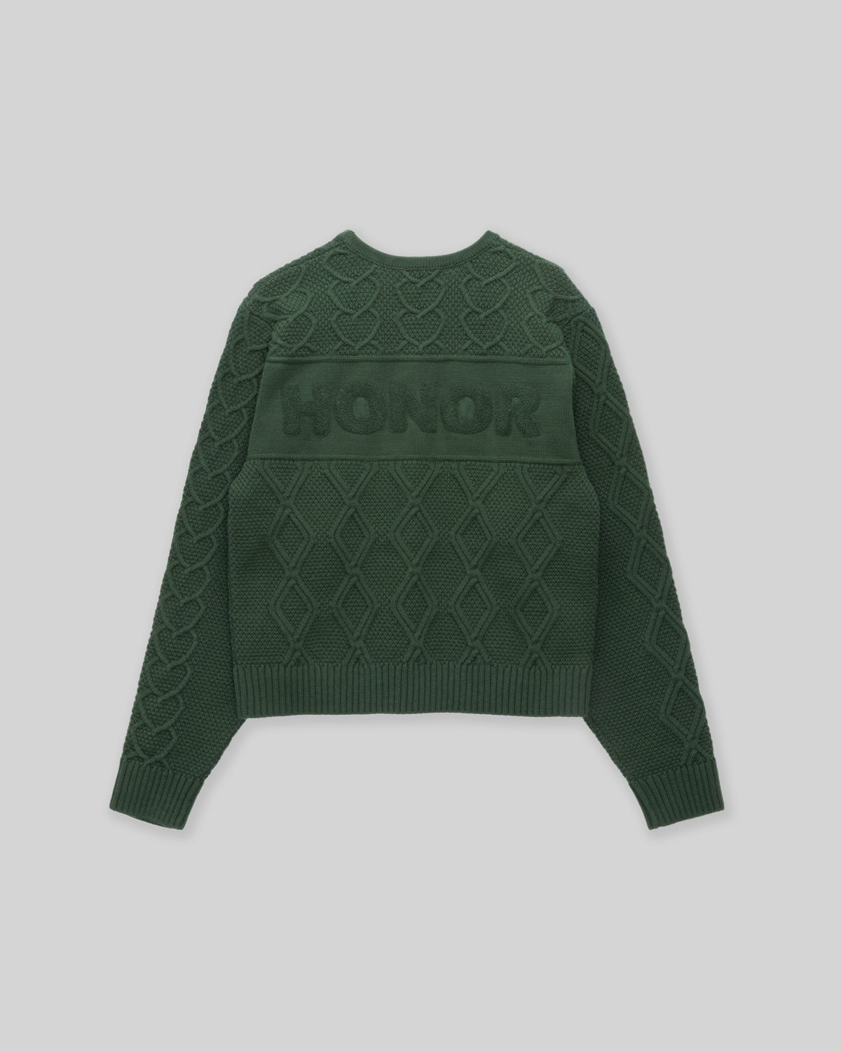 Cable Knit Crewneck Sweater - Forest