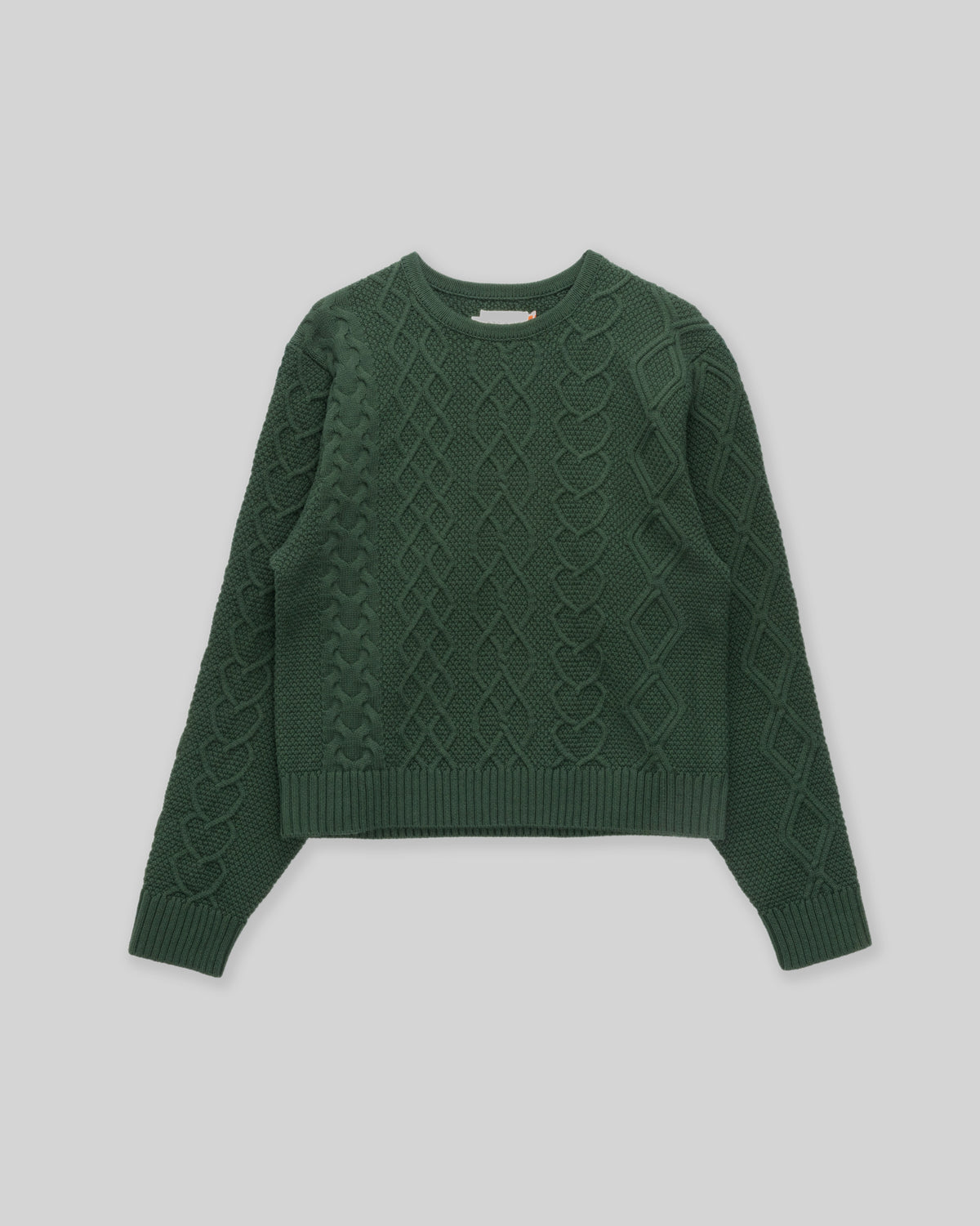 Cable Knit Crewneck Sweater - Forest
