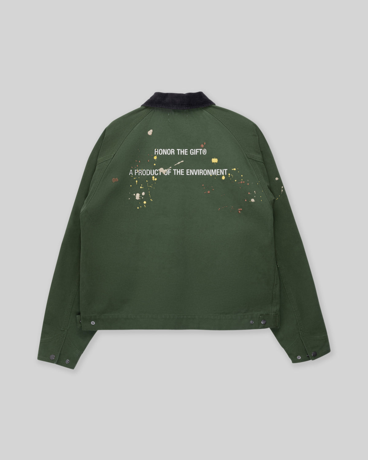 Embroidered Canvas Work Jacket - Forest