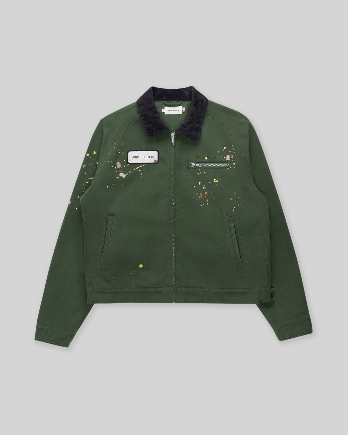 Embroidered Canvas Work Jacket - Forest