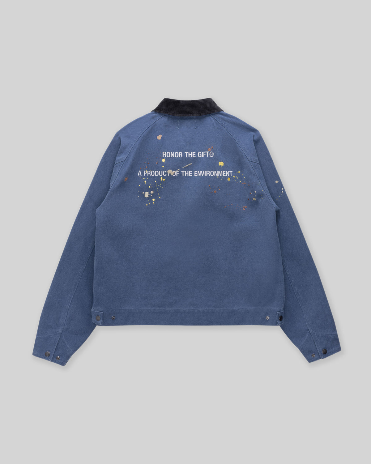 Embroidered Canvas Work Jacket - Pacific Blue