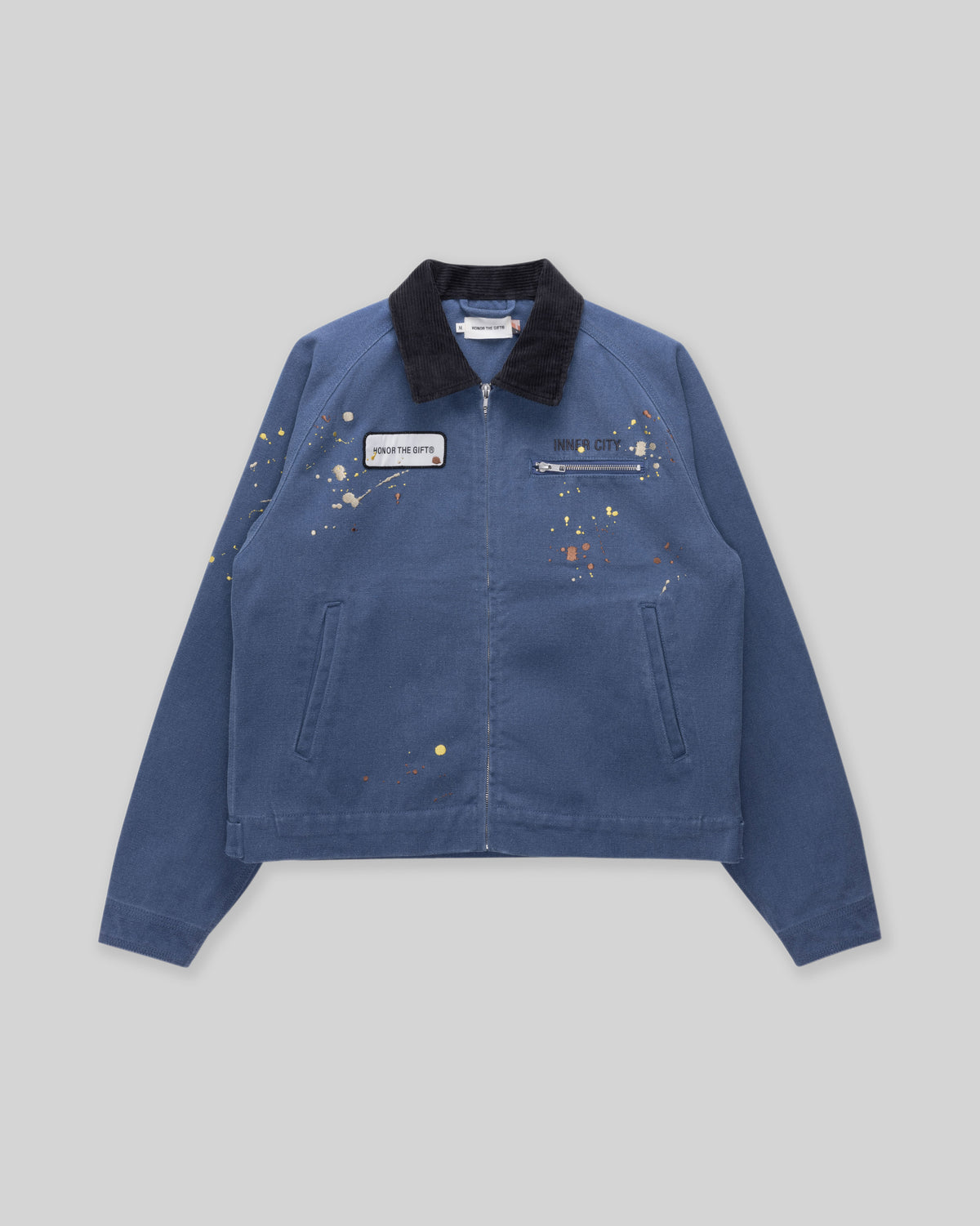 Embroidered Canvas Work Jacket - Pacific Blue