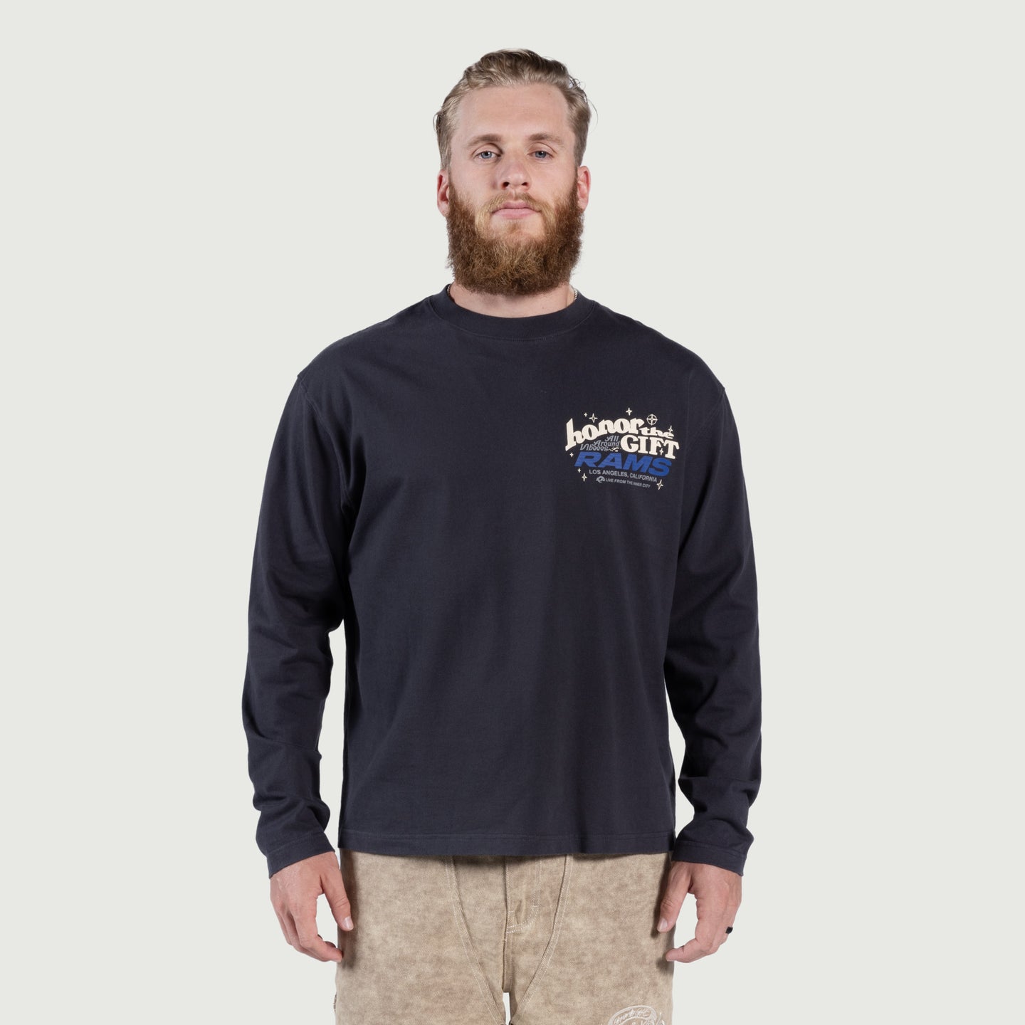 Rams Ls Tee - Navy