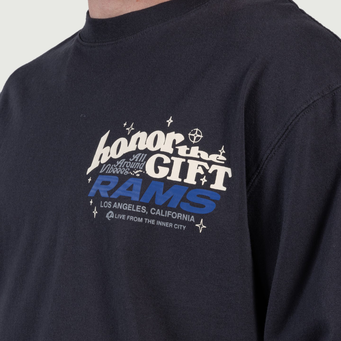 Rams Ls Tee - Navy