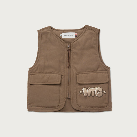 Kids Nylon Bubble Vest - Lt. Brown