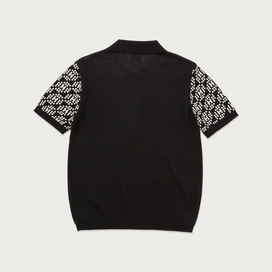 Knit H Pattern Polo - Black