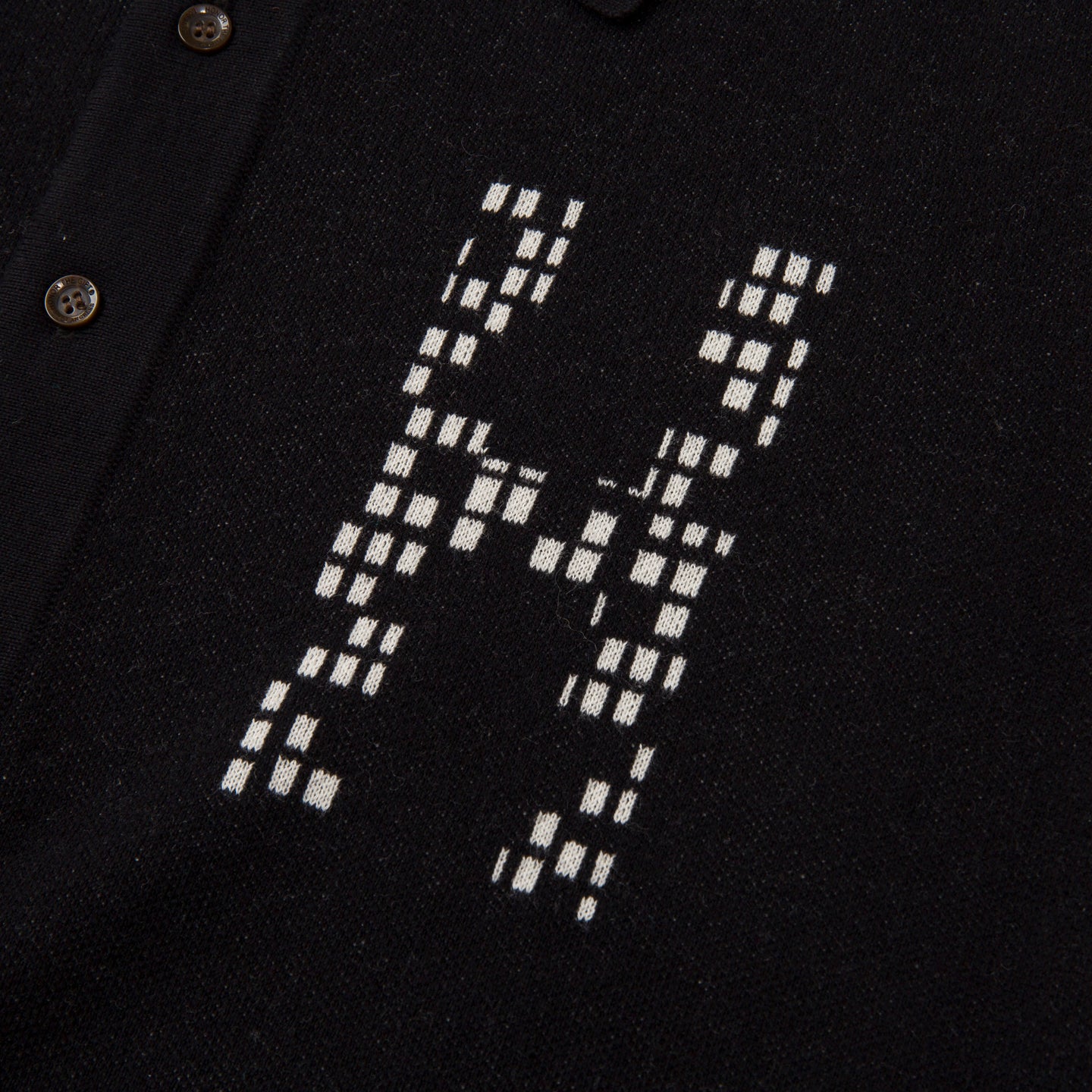 Knit H Pattern Polo - Black