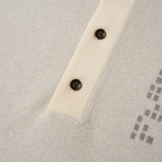 Knit H Pattern Polo - Bone
