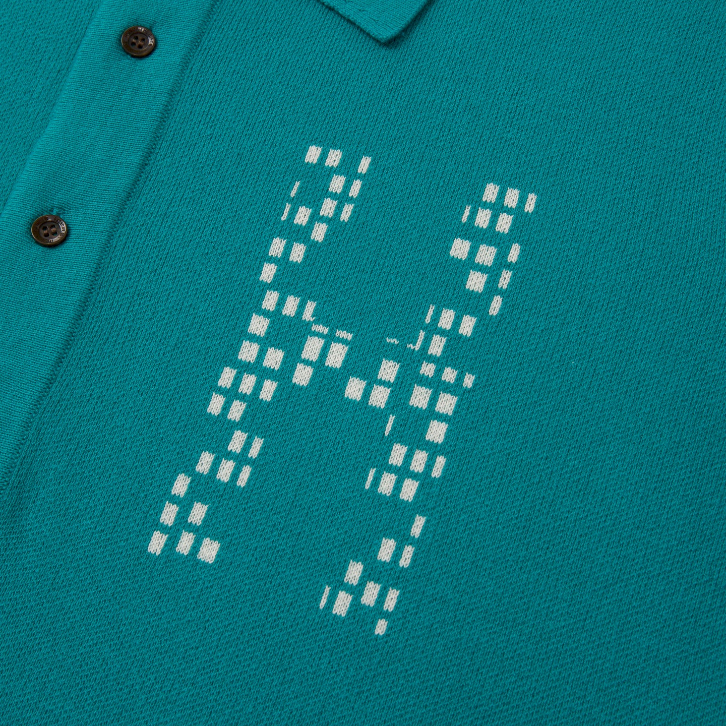 Knit H Pattern Polo - Teal