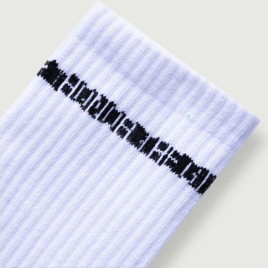 Logo Stripe Sock - White