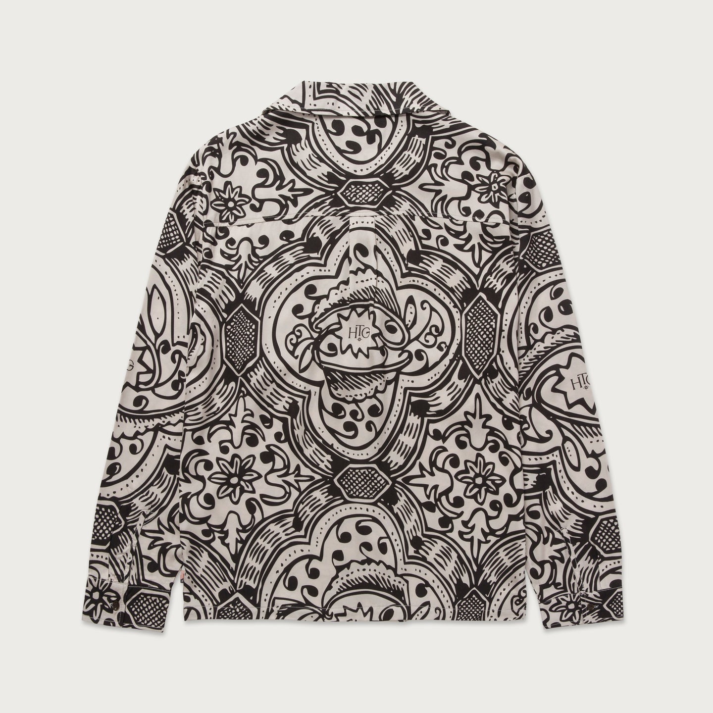 L/S Printed Woven Button Up - Black