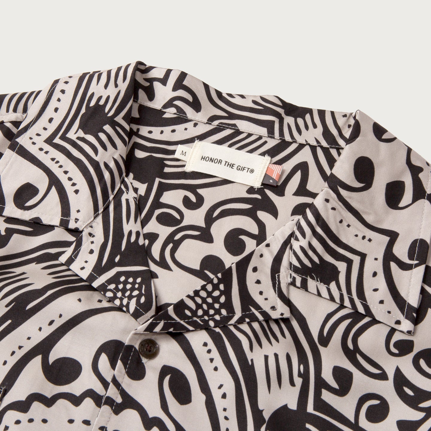 L/S Printed Woven Button Up - Black