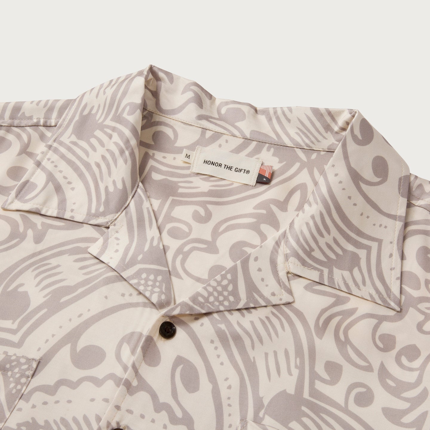 L/S Printed Woven Button Up - Bone