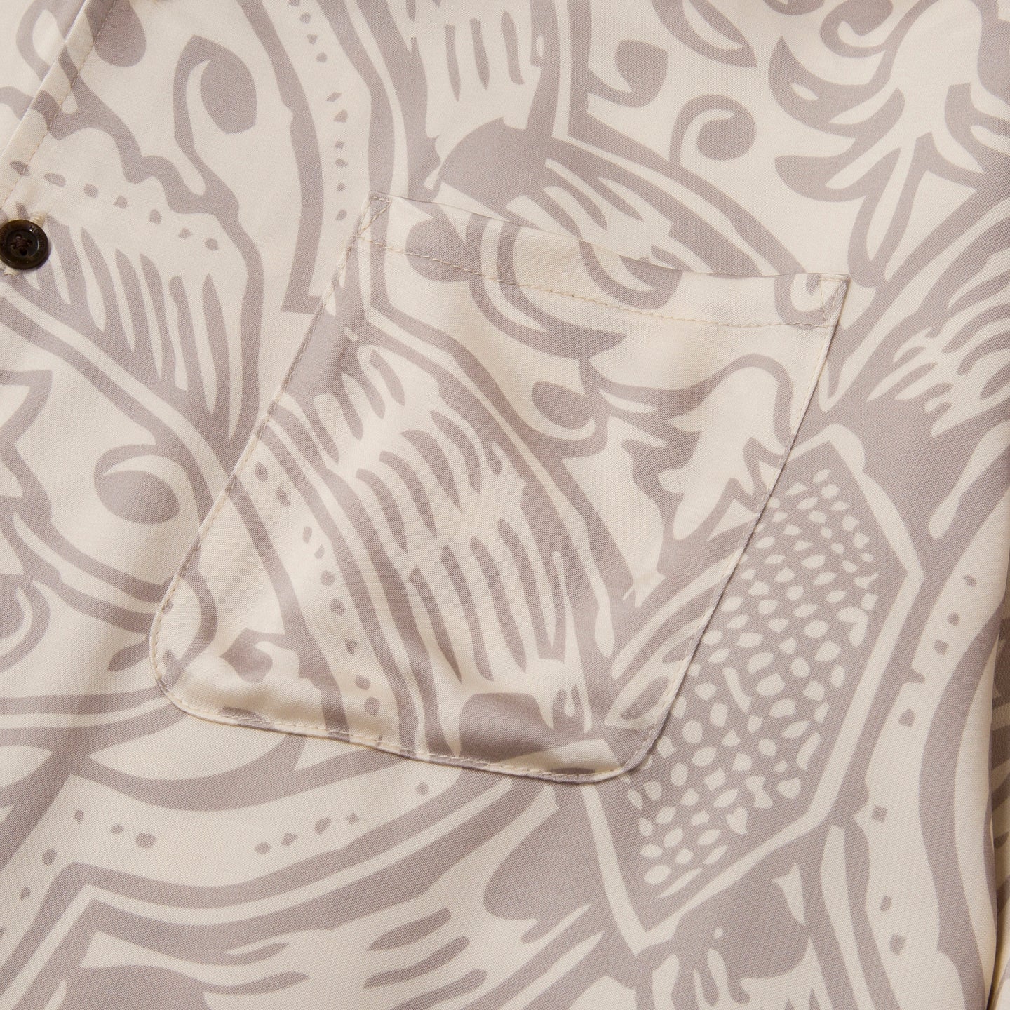 L/S Printed Woven Button Up - Bone