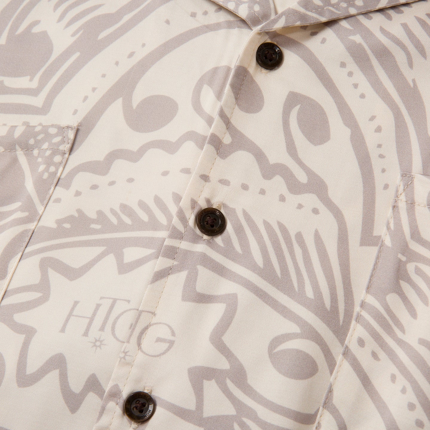 L/S Printed Woven Button Up - Bone