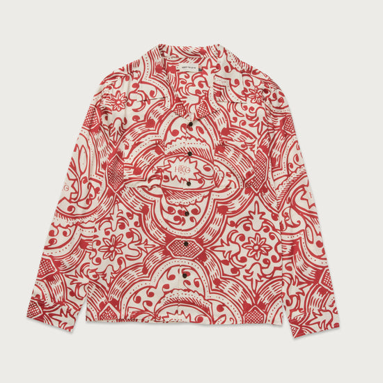 L/S Printed Woven Button Up - Brick