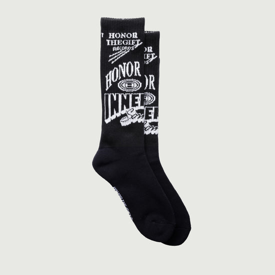 Mixed Graphic Ribbed Sock - Black