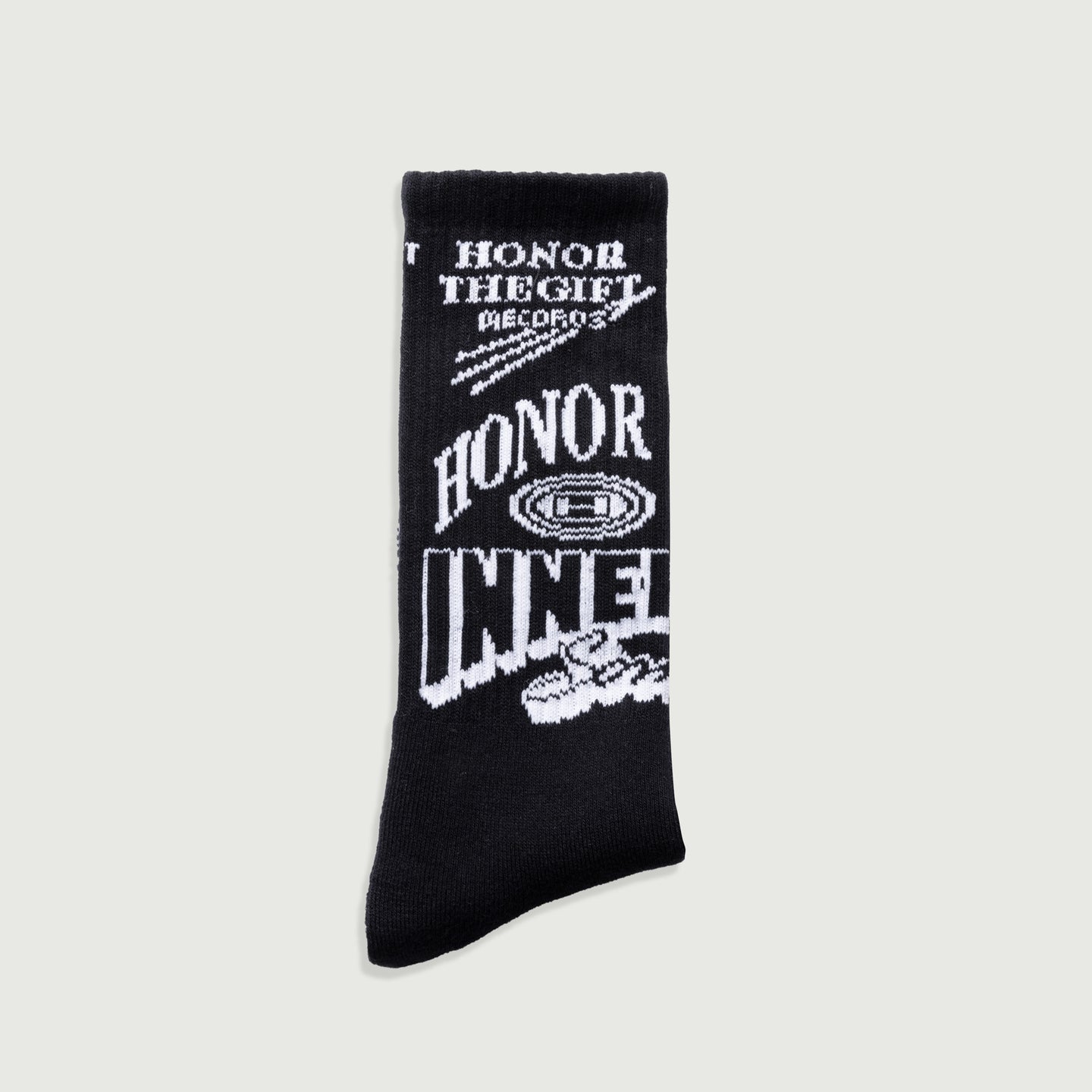 Mixed Graphic Ribbed Sock - Black