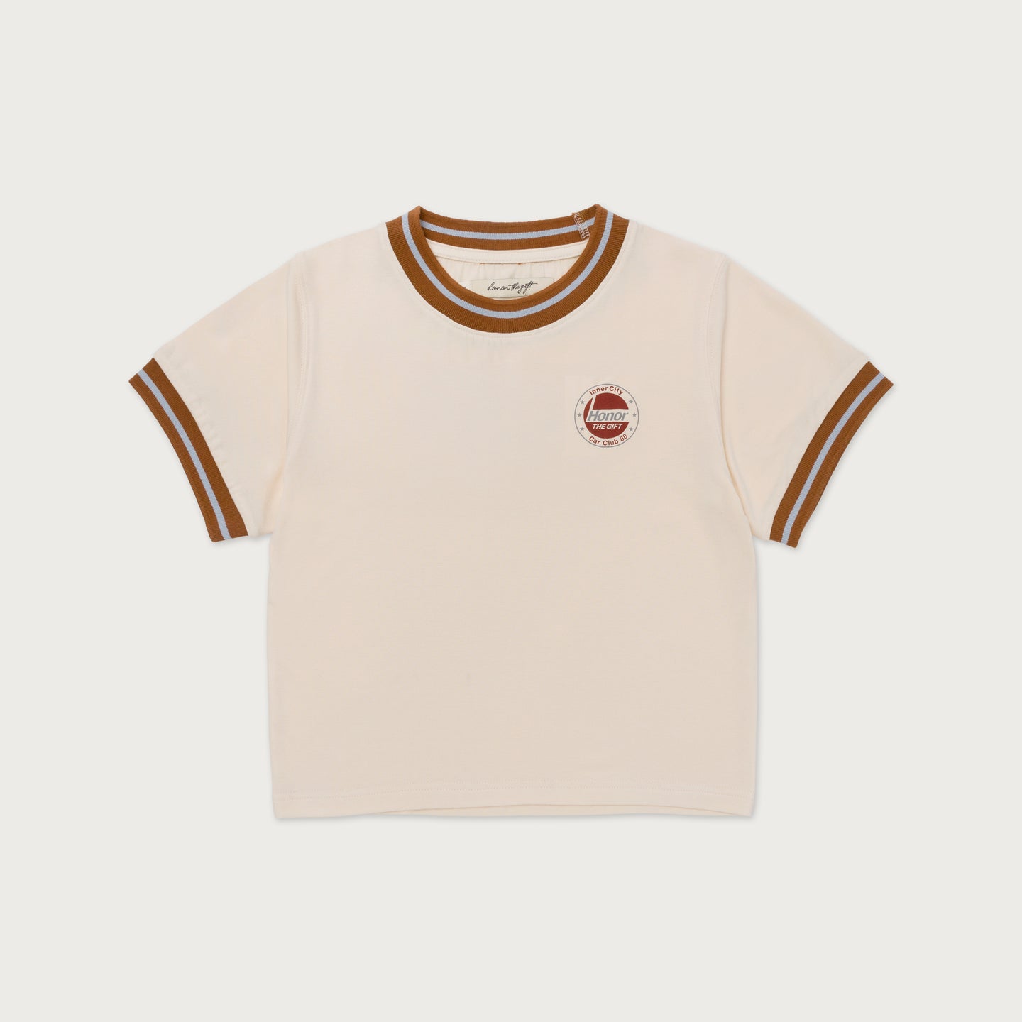 Women's Multi Color Ringer Tee - Brown