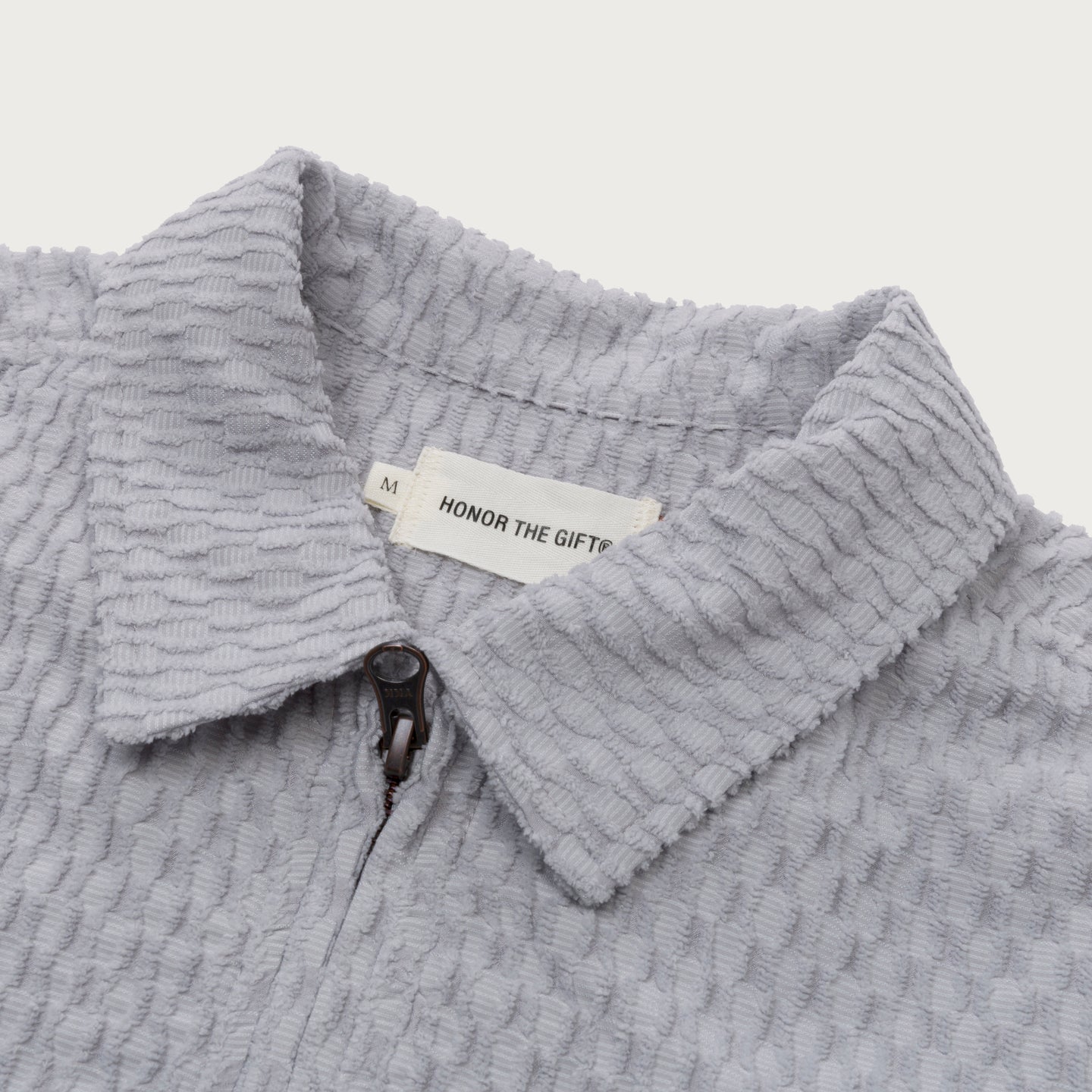 Textured Knit Qtr Zip - Grey