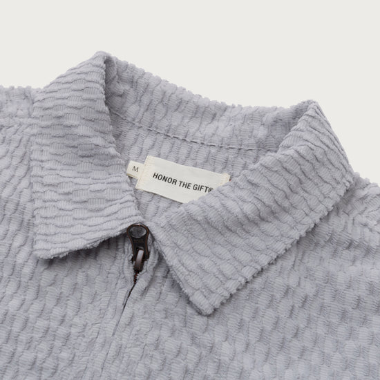 Textured Knit Qtr Zip - Grey