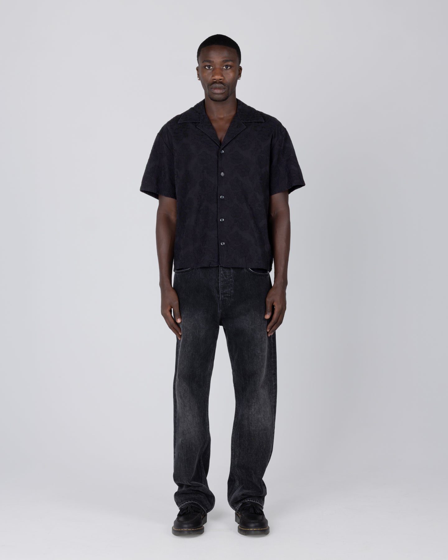 Novelty Floral Camp Shirt - Black
