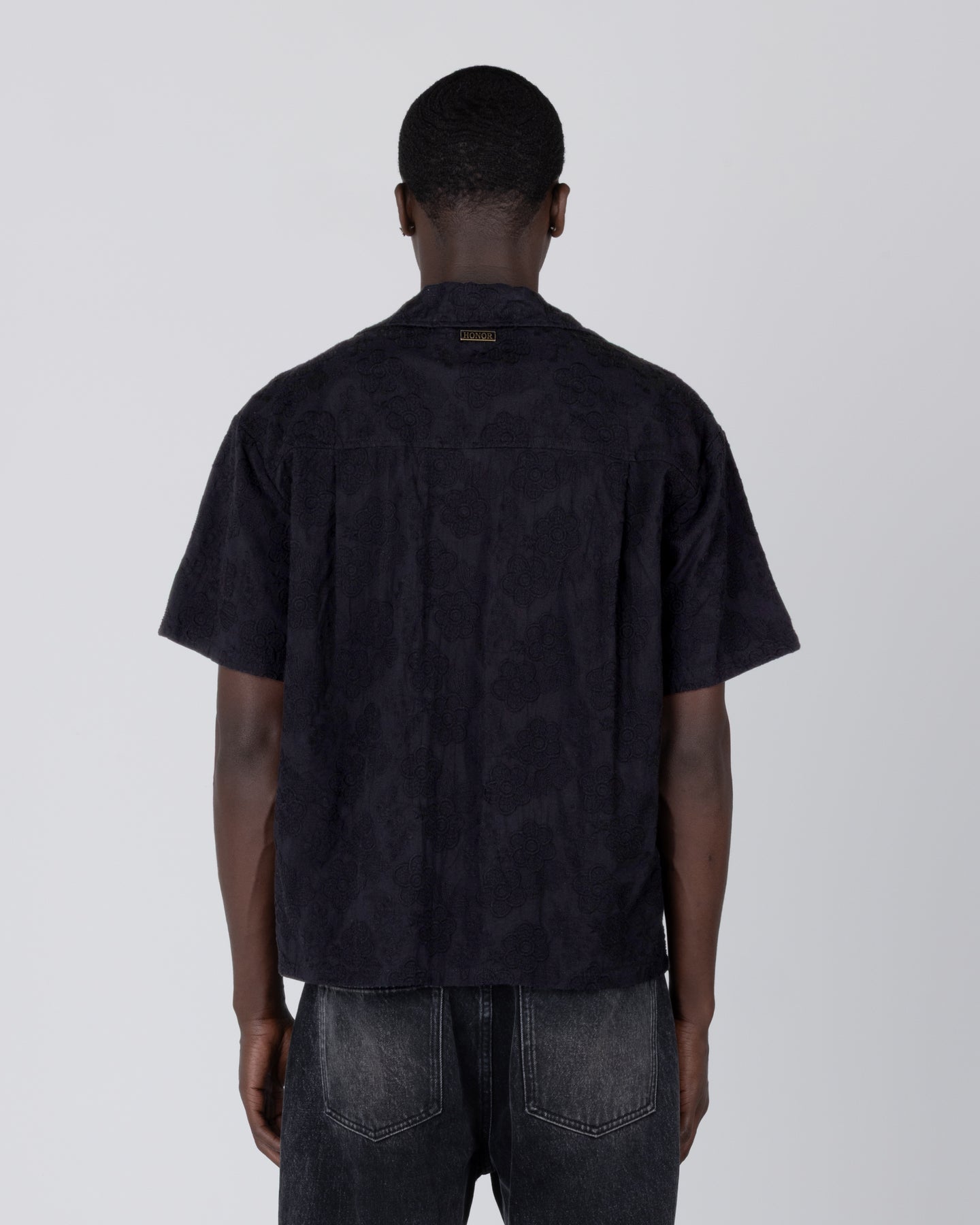 Novelty Floral Camp Shirt - Black