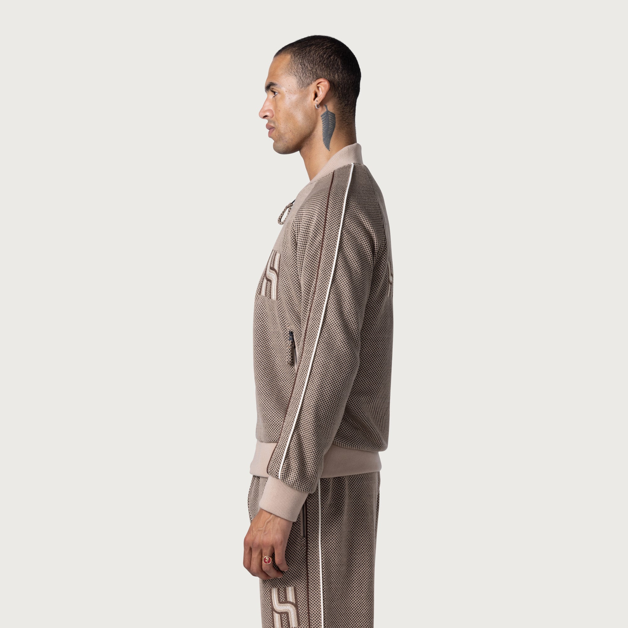 Novelty Knit Track Jacket - Brown – Honor The Gift