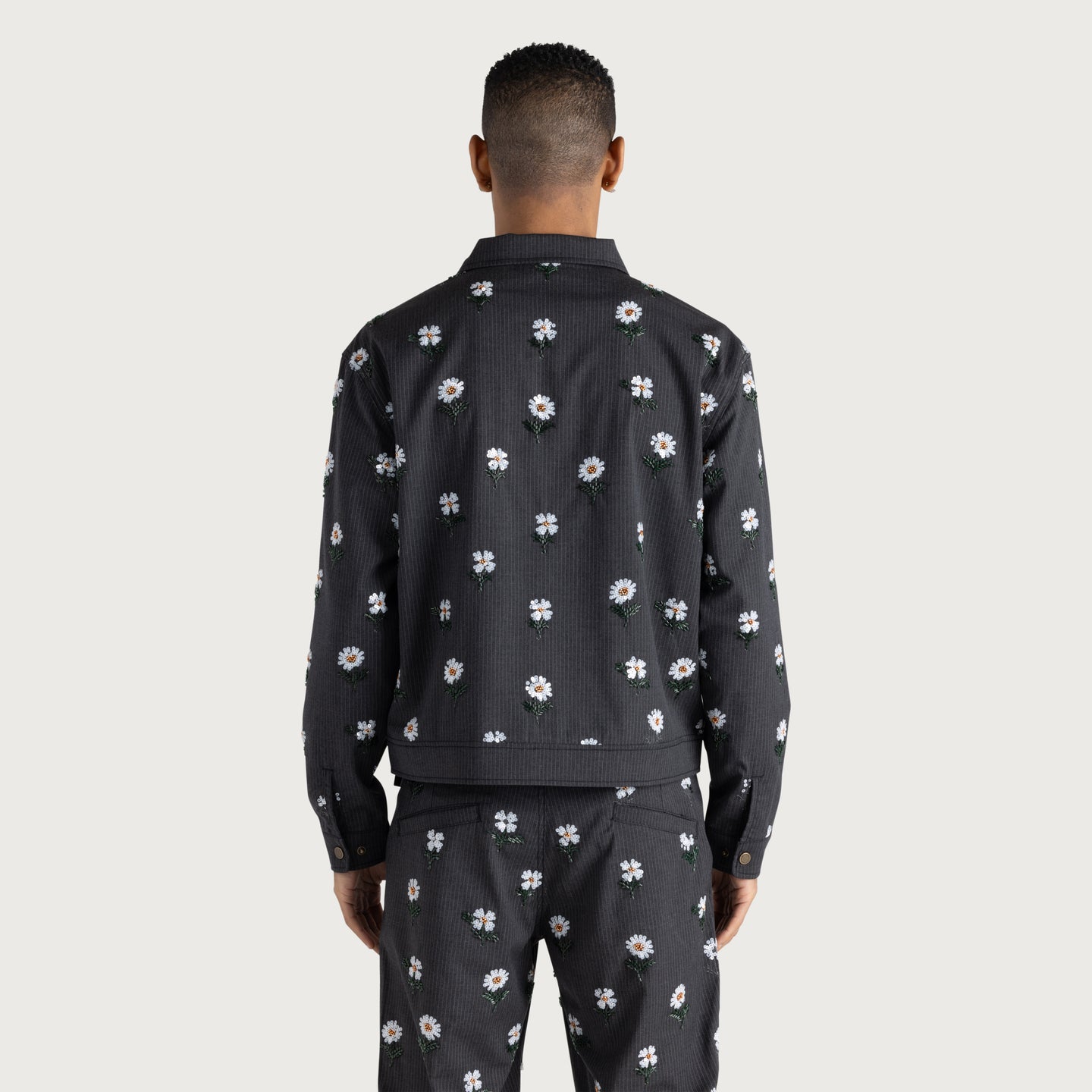 Flowers Beaded Jacket - Black