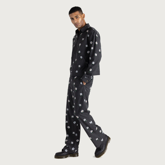 Flowers Beaded Pant - Black