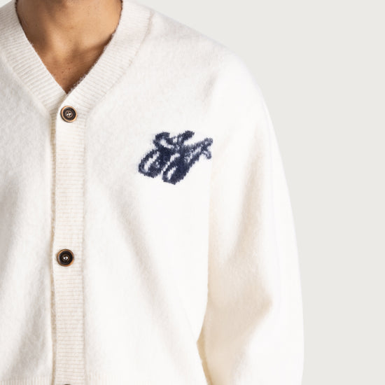 H Brushed Knit Cardigan - Bone