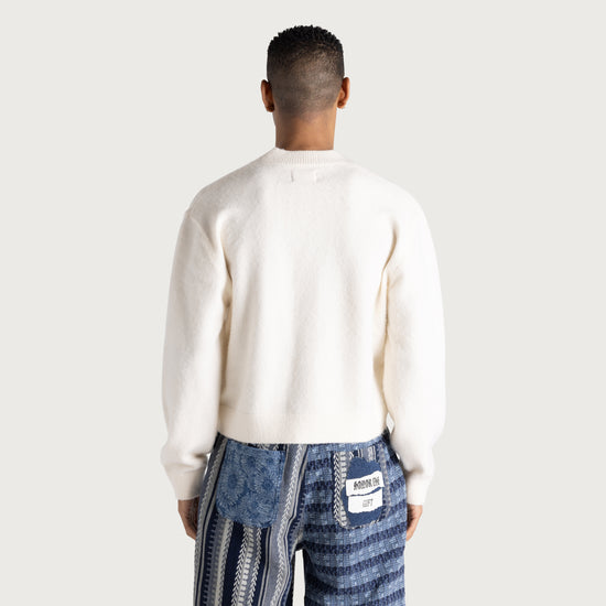 H Brushed Knit Cardigan - Bone