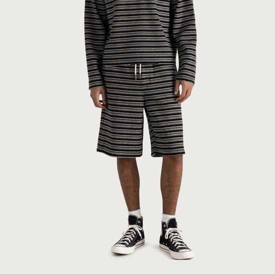 Speak 条纹短裤 - 黑色